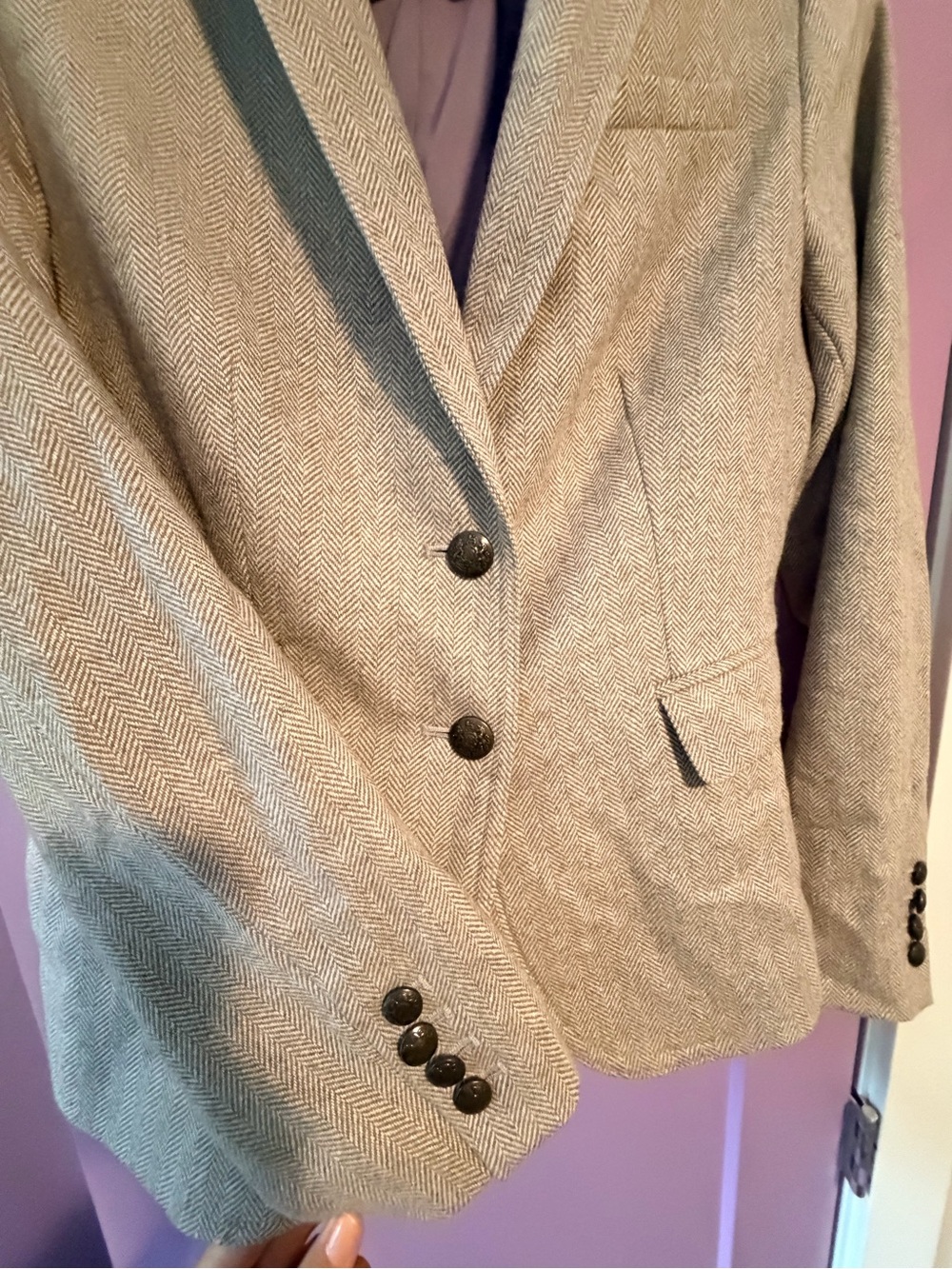 Banana Republic Beige Herringbone Blazer